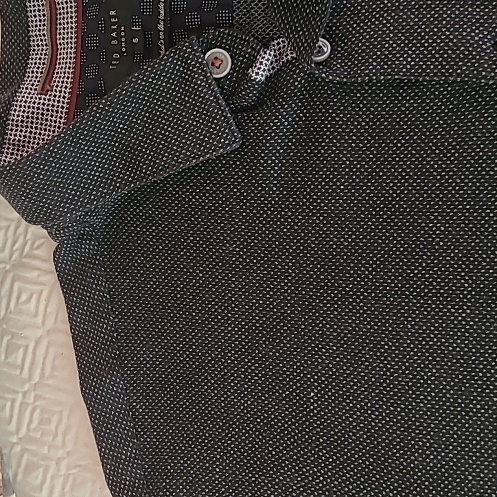 Ted Baker Dark Gray Light Gray Casual Button-Down Polo Shirt